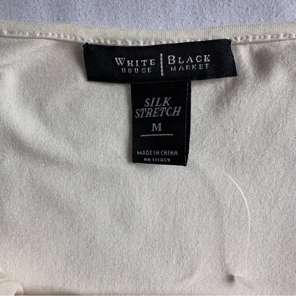 White House Black Market Silk Stretch Ruffle Cami Medium Cream - Picture 8 of 10